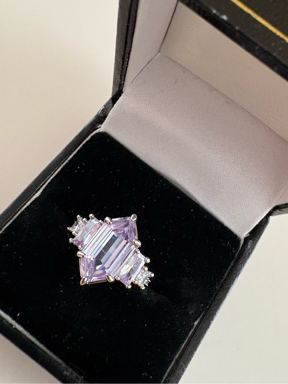 Bomb Party The Elsa Ring RG89759 Lavender Topaz CZ Rhodium Plating